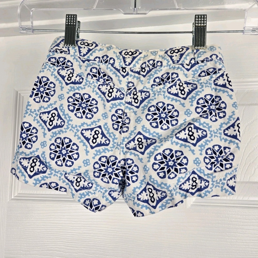 Janie And Jack Girls Greek Isle Shorts Blue White Mosiac Print Size 4 Cotton - Picture 3 of 6